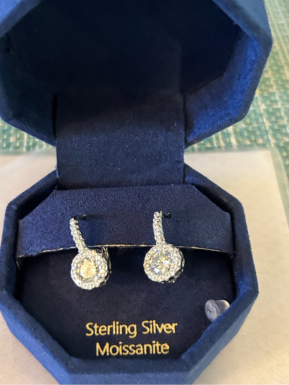 Sterling Silver Moissanite Drop Earrings in Silver